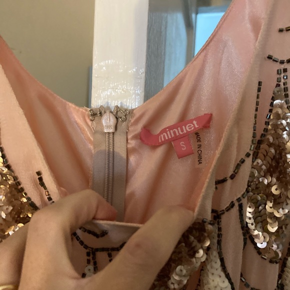 20s style Beaded Dress - Light Pink - Picture 3 of 4